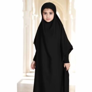 Islamic Dress Manufacture Long Thobe with Long Crinkle Elastic Sleeves 2pcs Top Skirts Prayer Abaya Modest Khimar Hijab Abaya