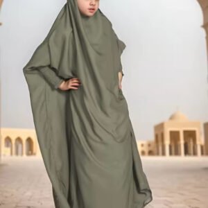 Latest Islamic Prayer Abaya with Hijab Muslim Arab Prayer with Flora Sets Muslim Girl Prayer Abaya Modest Khimar Hijab Abaya
