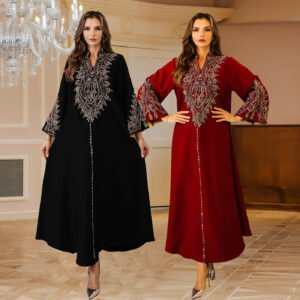 Luxurious Embroidered Open Abaya Cardigan for Modern Women
