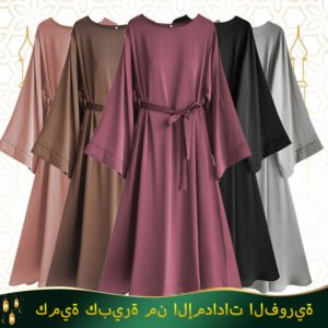 Wholesale Fashion Modest Islamic Clothing Designs Solid Color Dubai Dress Long Winter Coat for Women Muslim Open Abaya