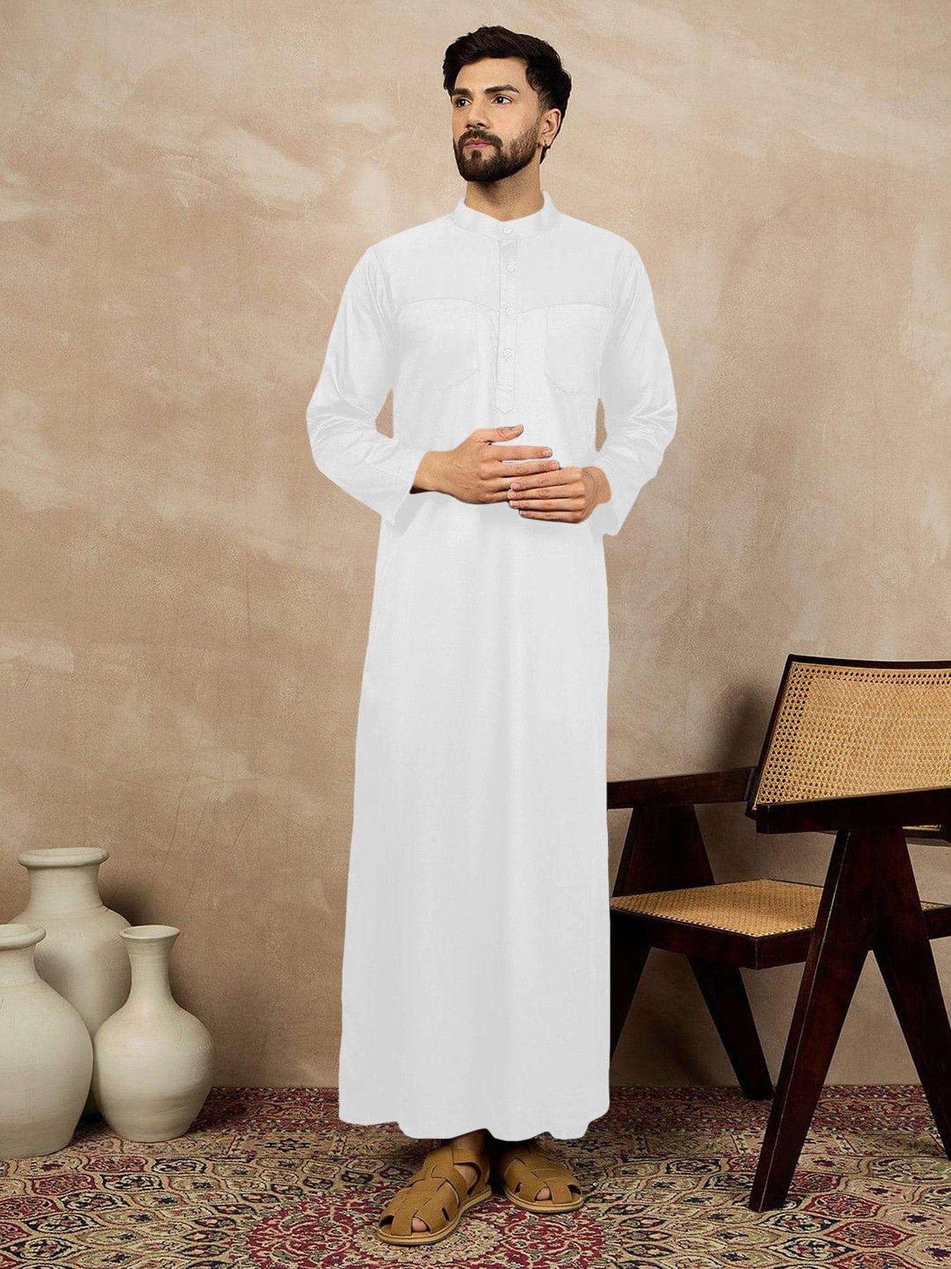 Embroidery Abaya Muslim Arab Boy Thobe Thawb Caftan Traditional Muslim Clothing Kids Robe With Buttons Islamic Clothing - Image 4