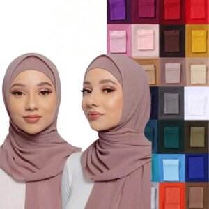 New Coming Lady Button Dupatta Shawl Scarf Turban Easy to Wear Plain Solid Polyester Muslim Chiffon Instant Hijab
